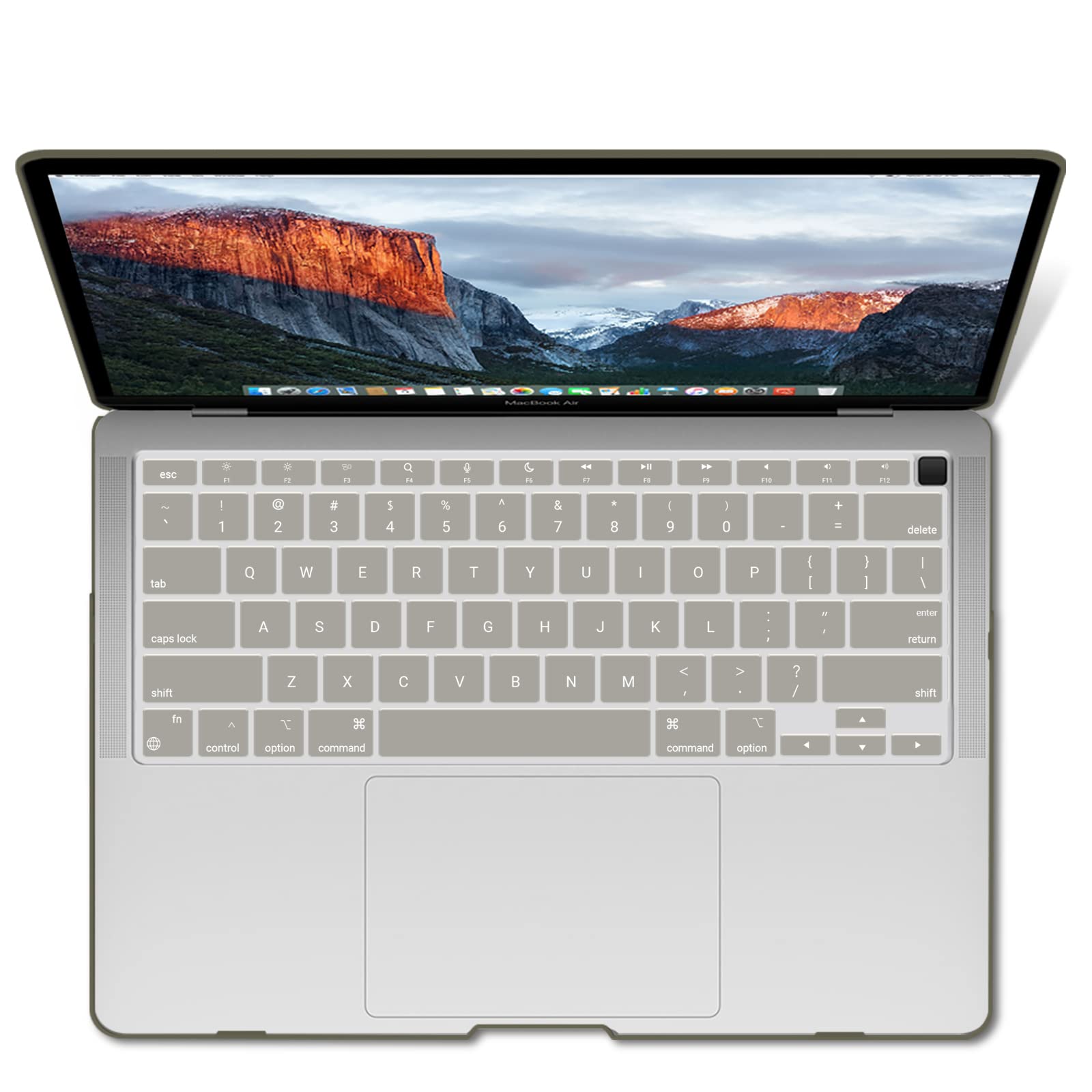 Cases & Skins: Suitable for  MacBook Air 13 Inch Case 2022 2021 2020 2019 2018, A1932, A2179, A2337 Shell Case Keyboard Cover Grey