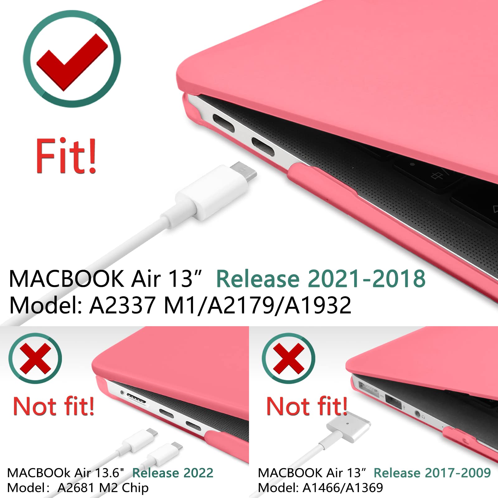Cases & Skins: MacBook Air 13 Inch Case 2020 2019 2018, A1932, A2179, A2337 Shell Case Keyboard Cover Pink