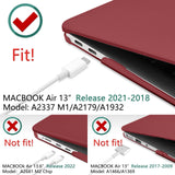 Cases & Skins: MacBook Air 13 Inch Case 2020 2019 2018, A1932, A2179,A2337 Shell Case Keyboard Cover Wine Red