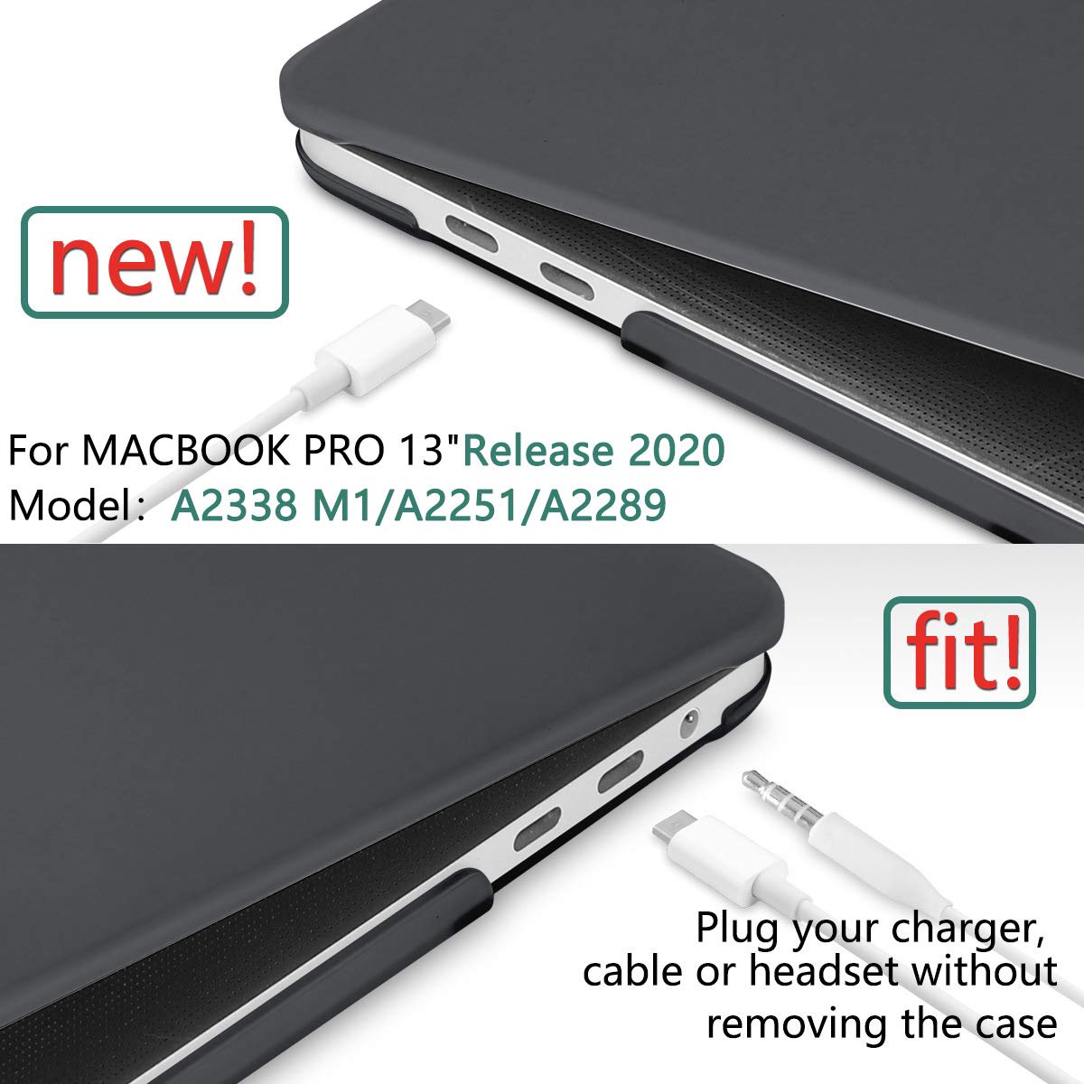 Cases & Skins: MacBook Pro 13 Inch Case 2016-2023 M1 M2 A2338 A2289 A2251 A2159 Hard Shell Case Keyboard Cover Black