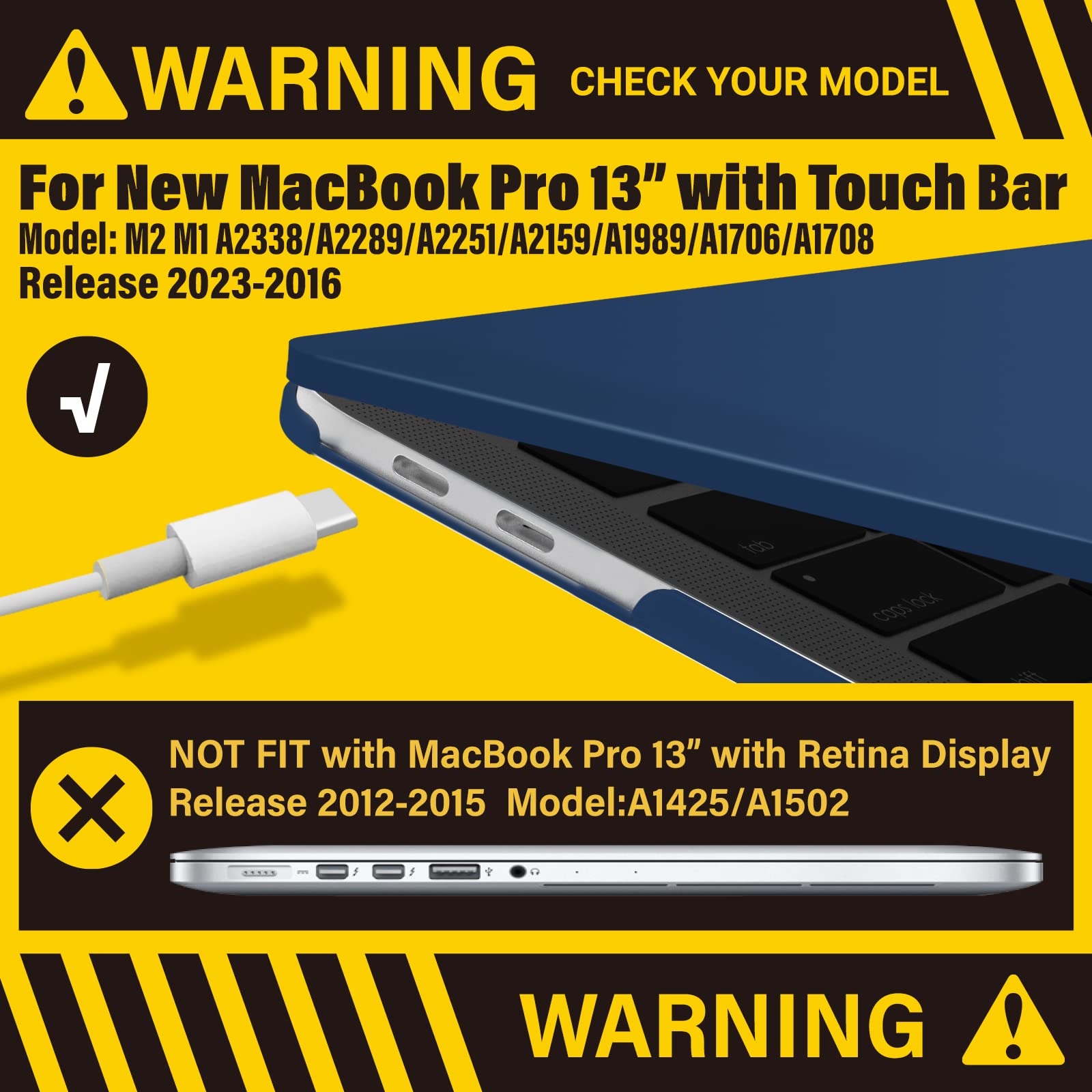 Cases & Skins: Navy Blue MacBook Pro 13 Inch Case 2016-2023 M1 M2 A2338 A2289 A2251 A2159 Hard Shell Case Keyboard Cover
