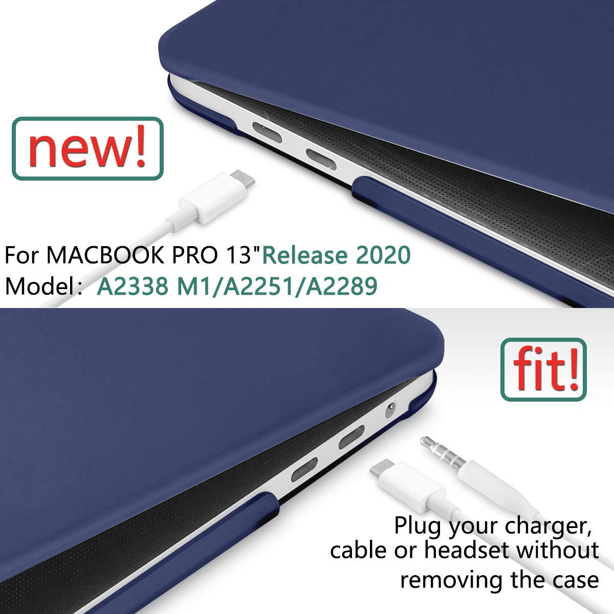 Cases & Skins: Navy Blue MacBook Pro 13 Inch Case 2016-2023 M1 M2 A2338 A2289 A2251 A2159 Hard Shell Case Keyboard Cover