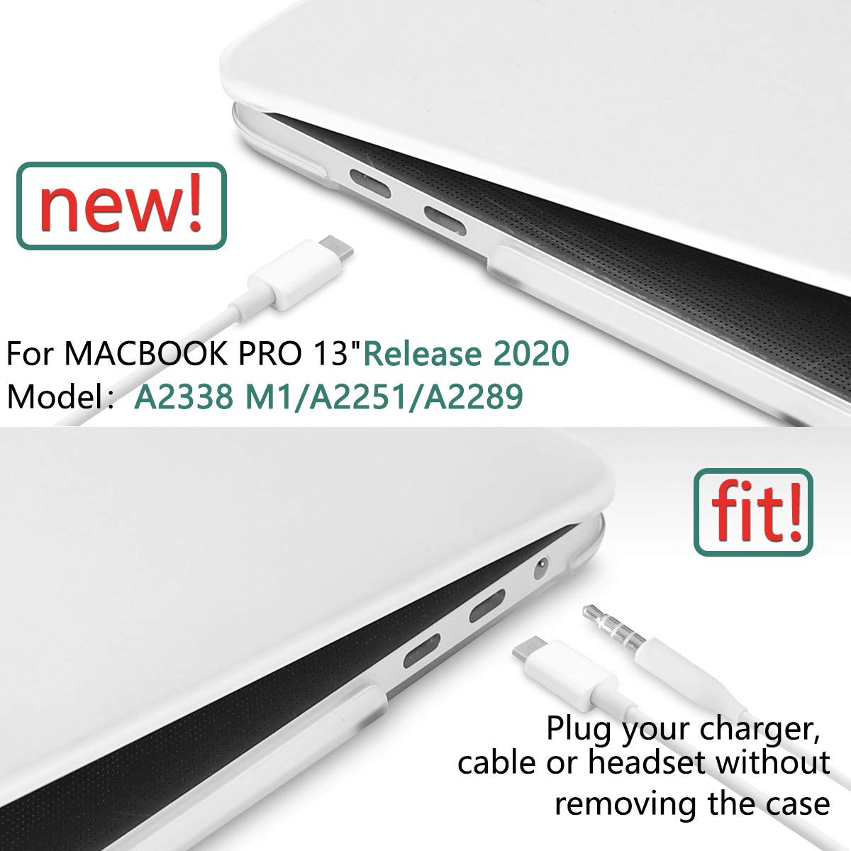 Cases & Skins: MacBook Pro 13 Inch Case 2016-2023 M1 M2 A2338 A2289 A2251 A2159 Hard Shell Case Keyboard Cover White