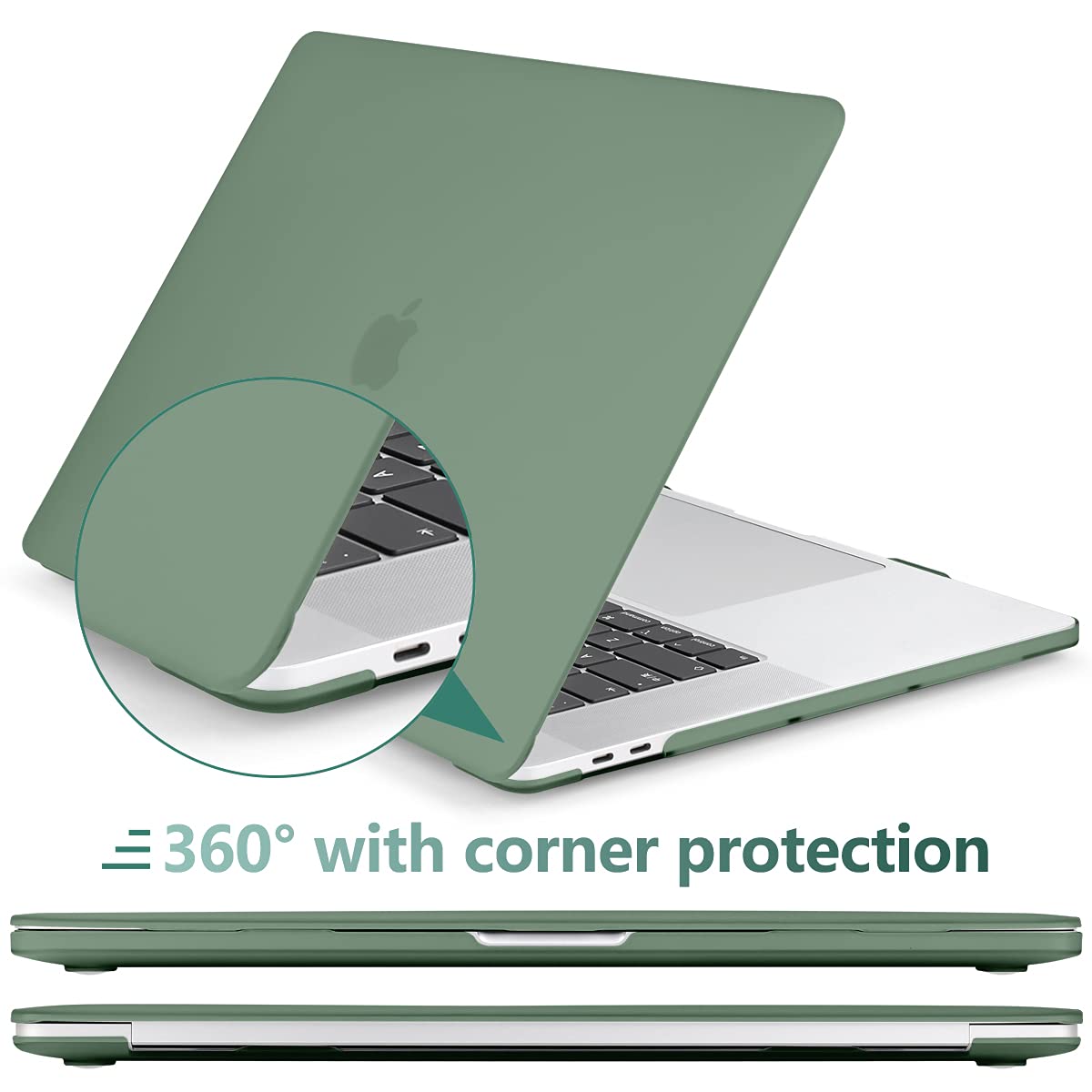 Cases & Skins: Suitable for  Midnight Green MacBook Pro 13 Inch Case 2016-2023 M1 M2 A2338 A2289 A2251 A2159 Hard Shell Case Keyboard Cover