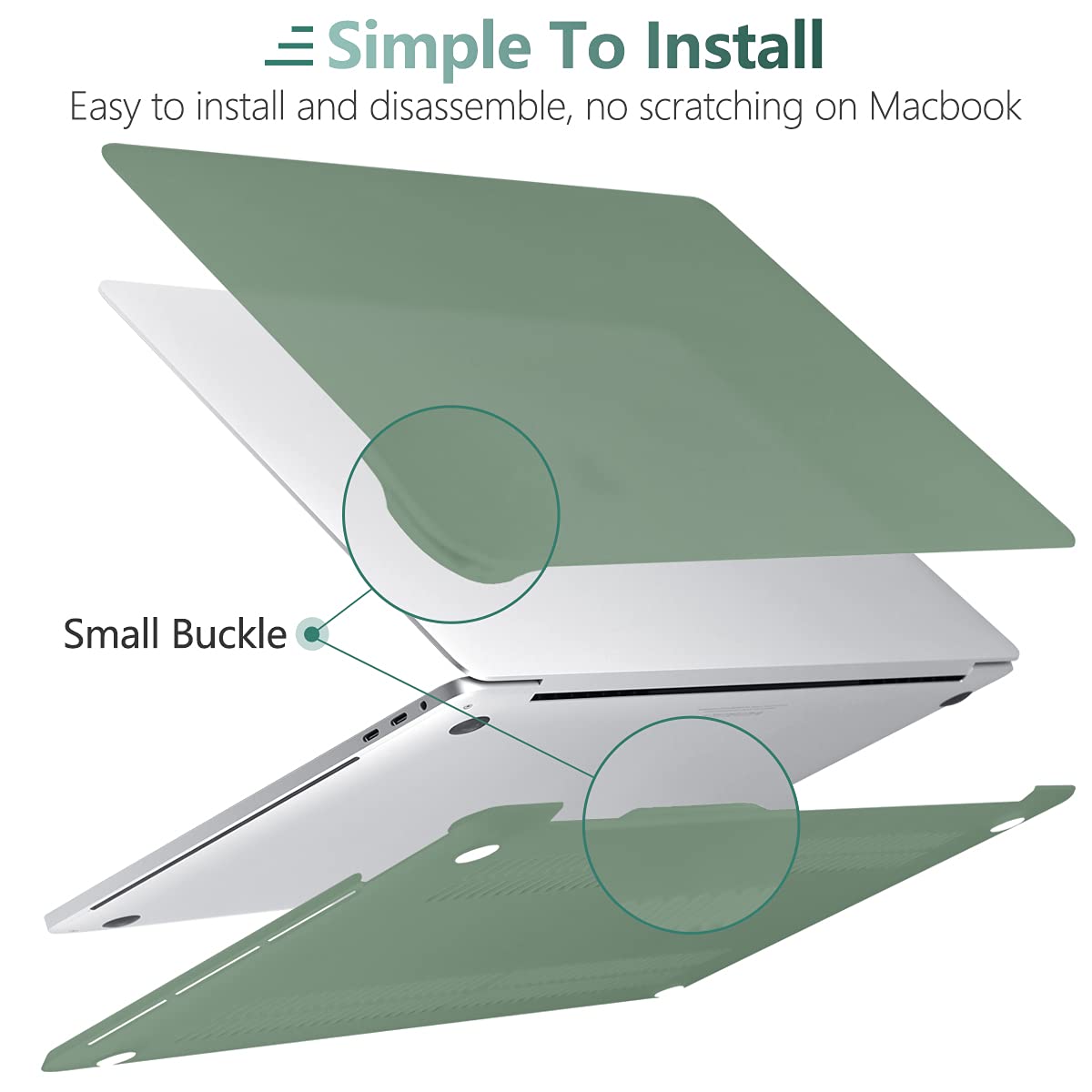 Cases & Skins: Suitable for  Midnight Green MacBook Pro 13 Inch Case 2016-2023 M1 M2 A2338 A2289 A2251 A2159 Hard Shell Case Keyboard Cover