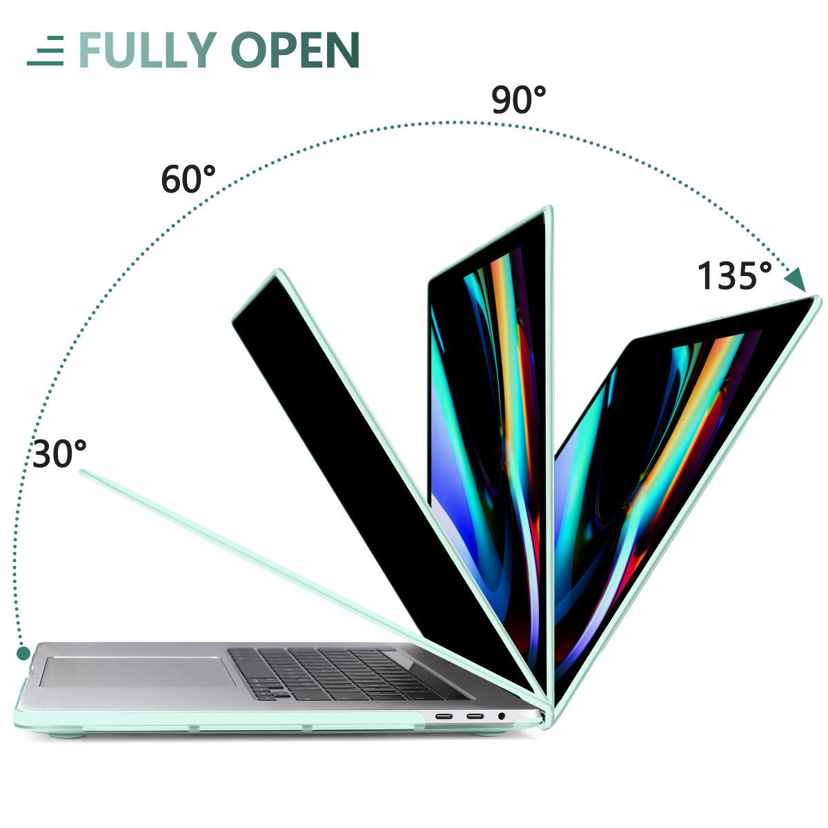 Cases & Skins: Suitable for  Green MacBook Pro 13 Inch Case 2016-2023 M1 M2 A2338 A2289 A2251 A2159 Hard Shell Case Keyboard Cover