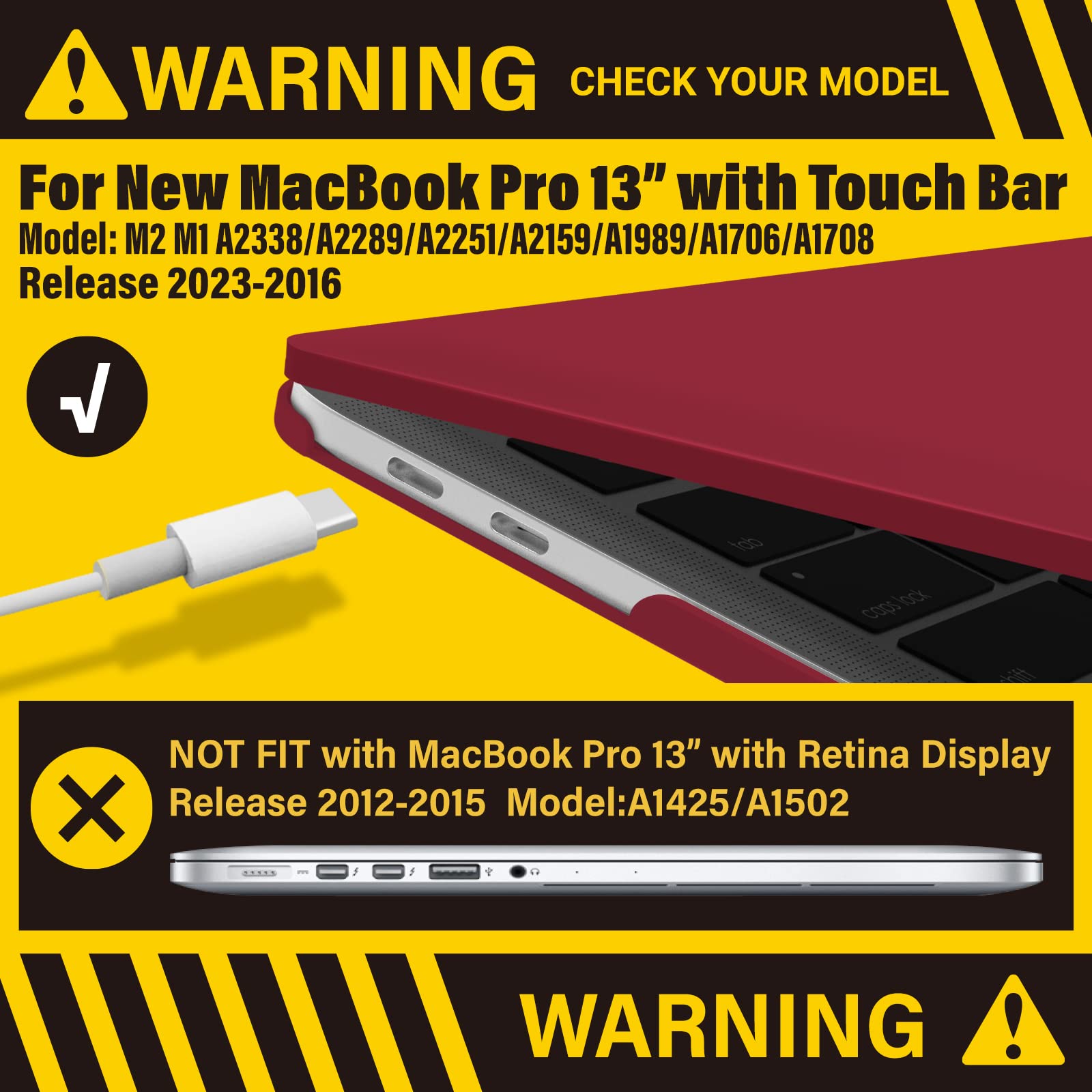 Cases & Skins: Wine Red MacBook Pro 13 Inch Case 2016-2023 M1 M2 A2338 A2289 A2251 A2159 Hard Shell Case Keyboard Cover
