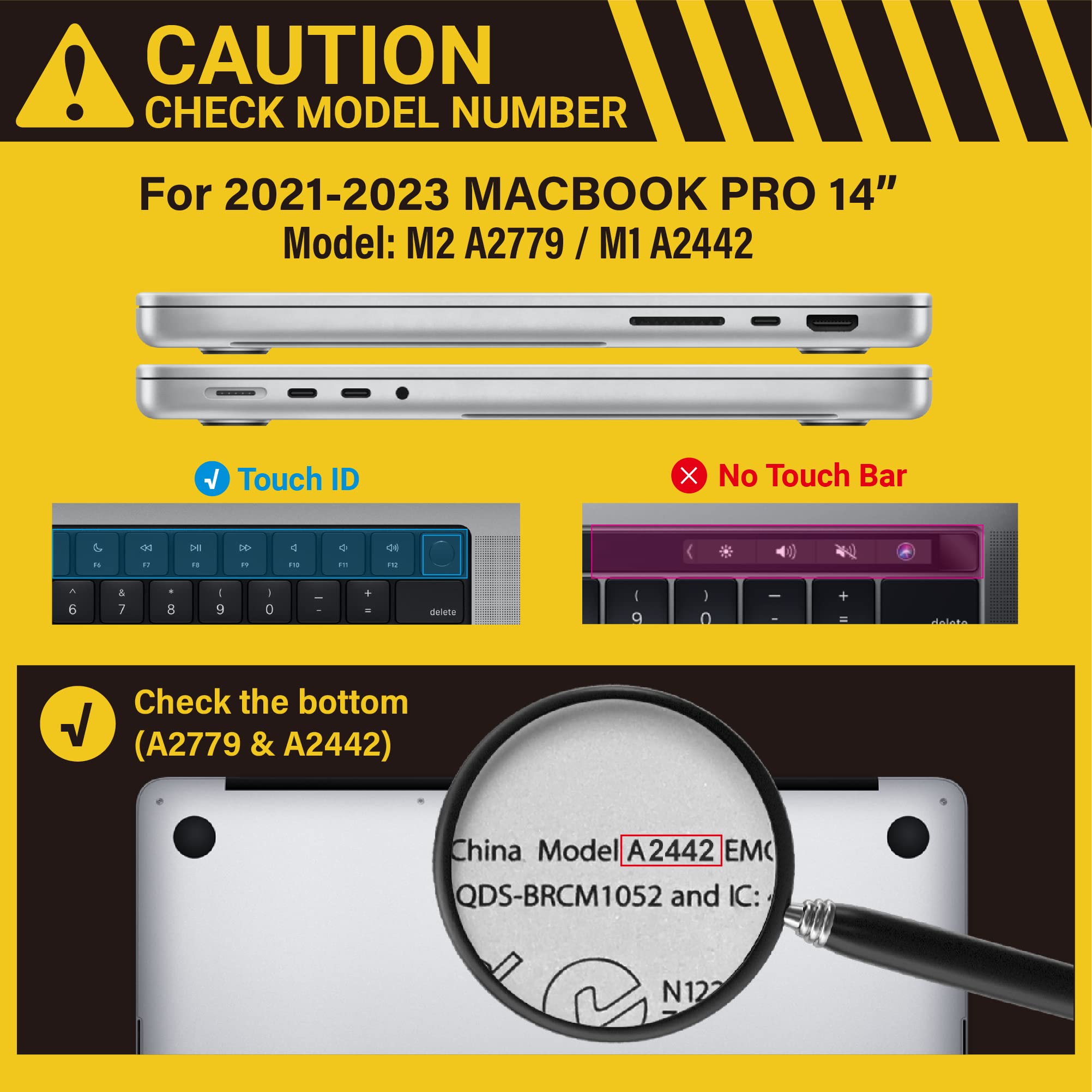 Cases & Skins: Suitable for MacBook Pro 14 Max Inch Case 2023 2022 2021 M2 A2779 M1 A2442 Hardshell Case Keyboard Cover Blue
