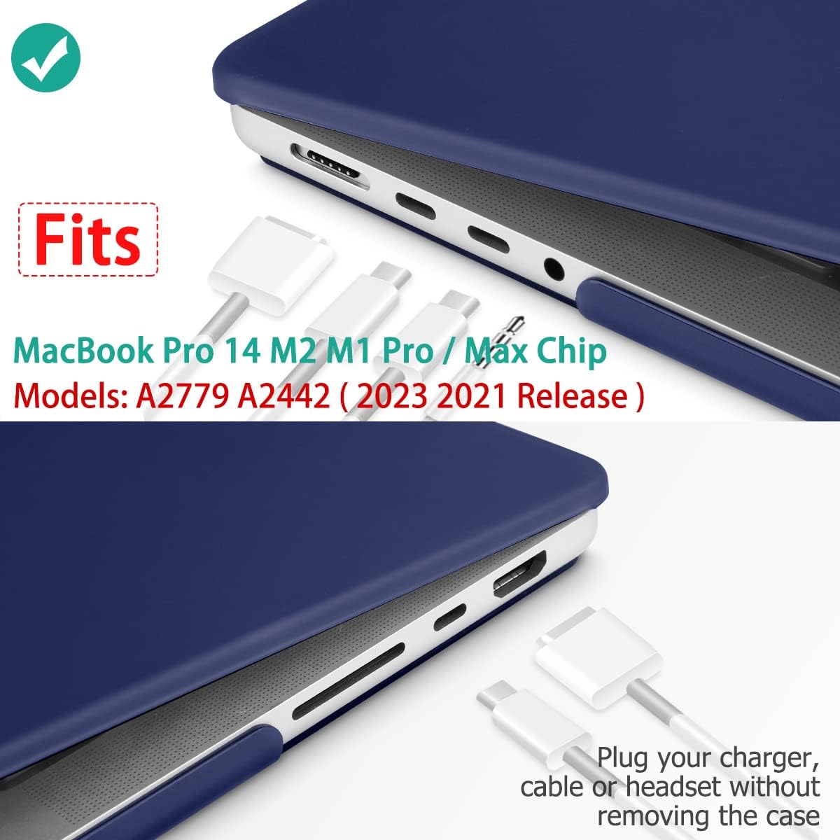 Cases & Skins: Suitable for MacBook Pro 14 Max Inch Case 2023 2022 2021 M2 A2779 M1 A2442 Hardshell Case Keyboard Cover Blue