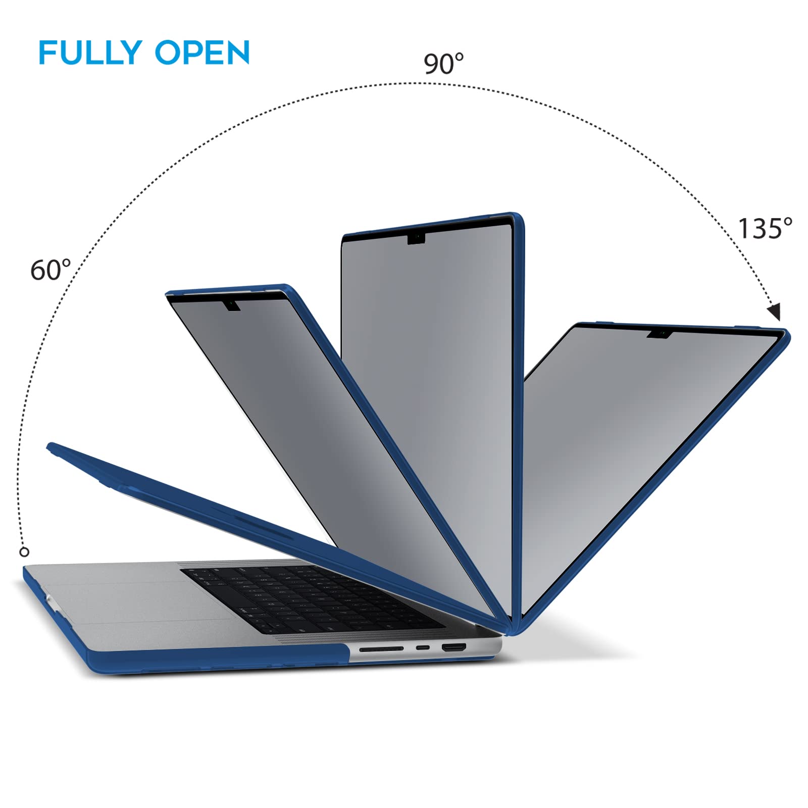 Cases & Skins: Suitable for MacBook Pro 14 Max Inch Case 2023 2022 2021 M2 A2779 M1 A2442 Hardshell Case Keyboard Cover Blue