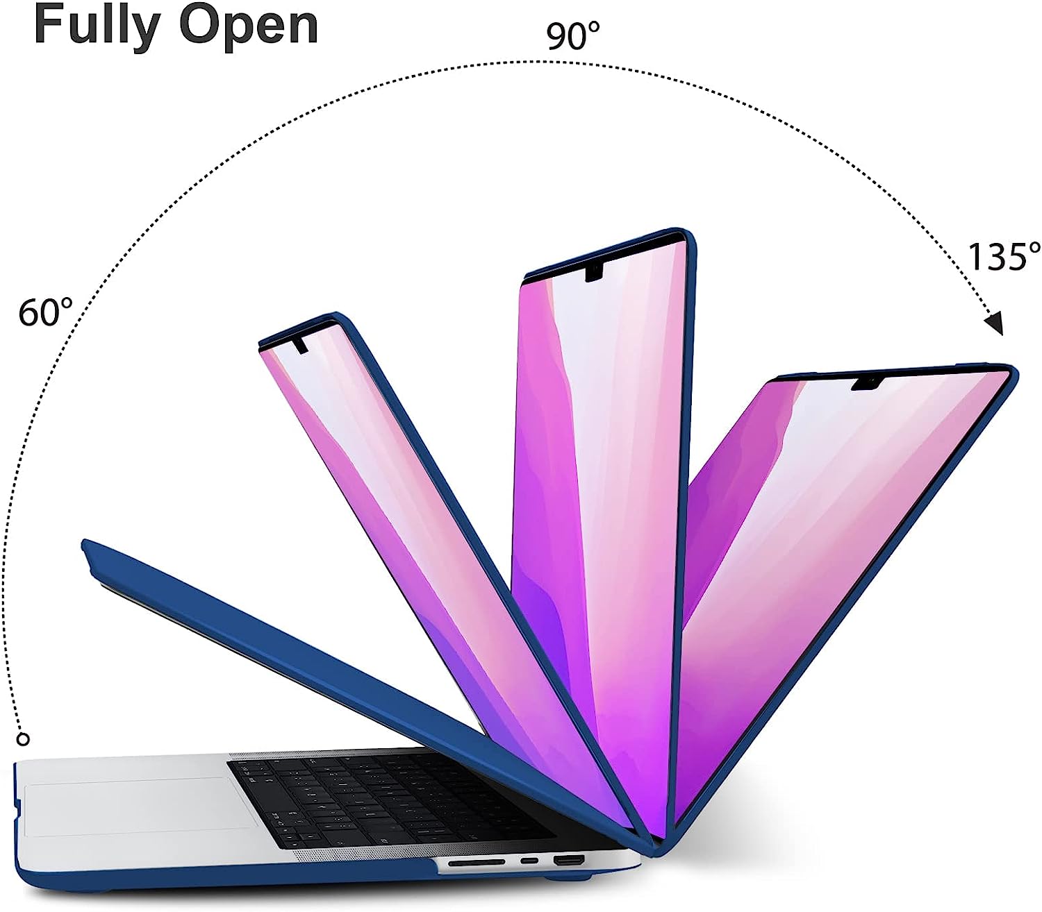 Cases & Skins: Suitable for  MacBook Pro 16 inch Case 2023 2022 2021 M2 A2780 A2485 M1 Pro/Max Hard Shell Case Keyboard Cover Blue