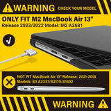 Cases & Skins: Suitable for  2023 2022 MacBook Air 13 inch case M2 Model A2681 Hard Shell Case Keyboard Cover Black