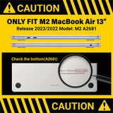 Cases & Skins: Suitable for  2023 2022 MacBook Air 13 inch case M2 Model A2681 Hard Shell Case Keyboard Cover Black