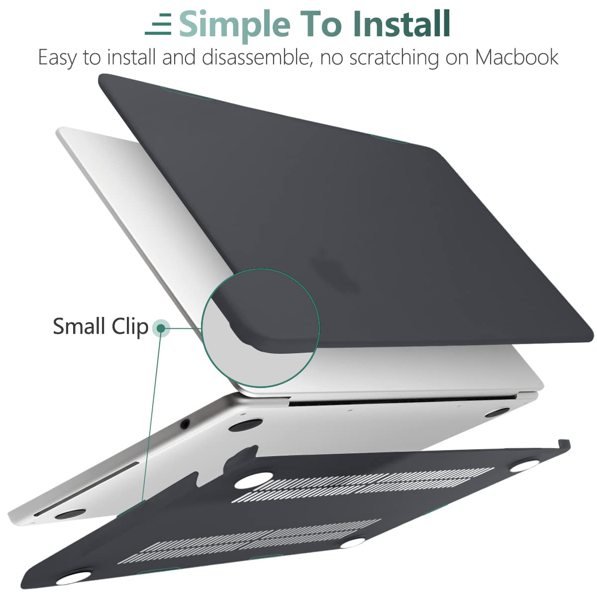 Cases & Skins: Suitable for  2023 2022 MacBook Air 13 inch case M2 Model A2681 Hard Shell Case Keyboard Cover Black