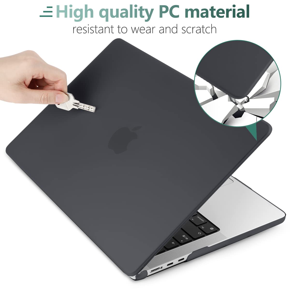 Cases & Skins: Suitable for  2023 2022 MacBook Air 13 inch case M2 Model A2681 Hard Shell Case Keyboard Cover Black