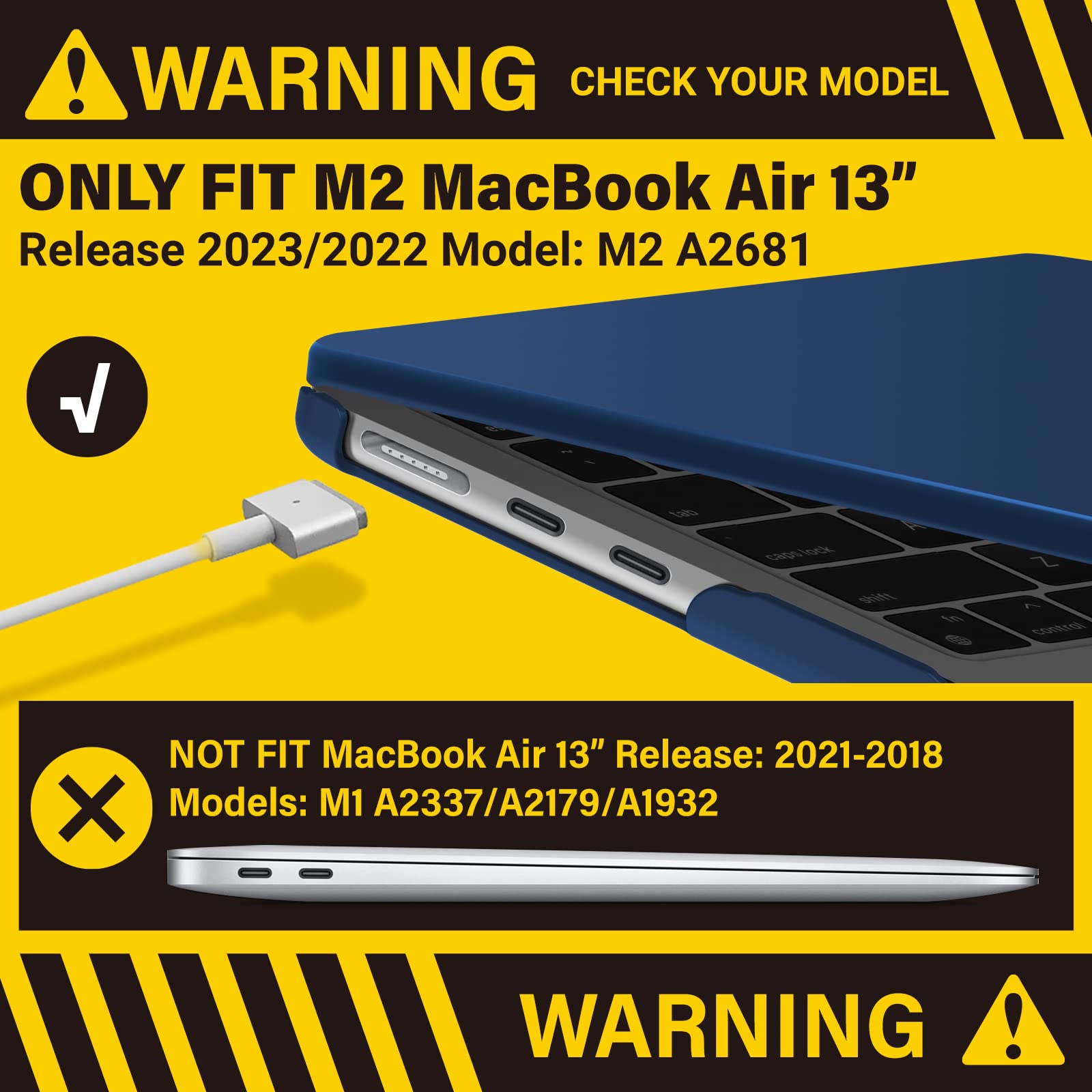 Cases & Skins: Suitable for  2023 2022 MacBook Air 13 inch case M2 Model A2681 Hard Shell Case Keyboard Cover Blue