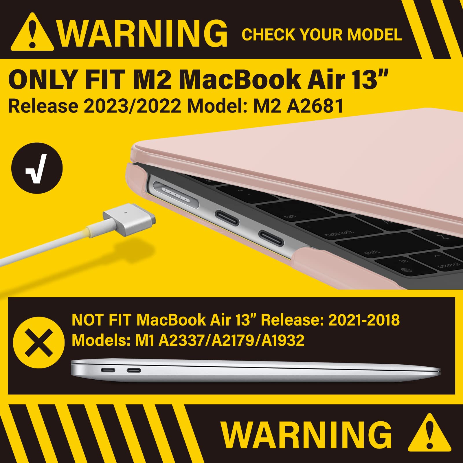 Cases & Skins: Suitable for  2023 2022 MacBook Air 13 inch case M2 Model A2681 Hard Shell Case Keyboard Cover Sold Pink