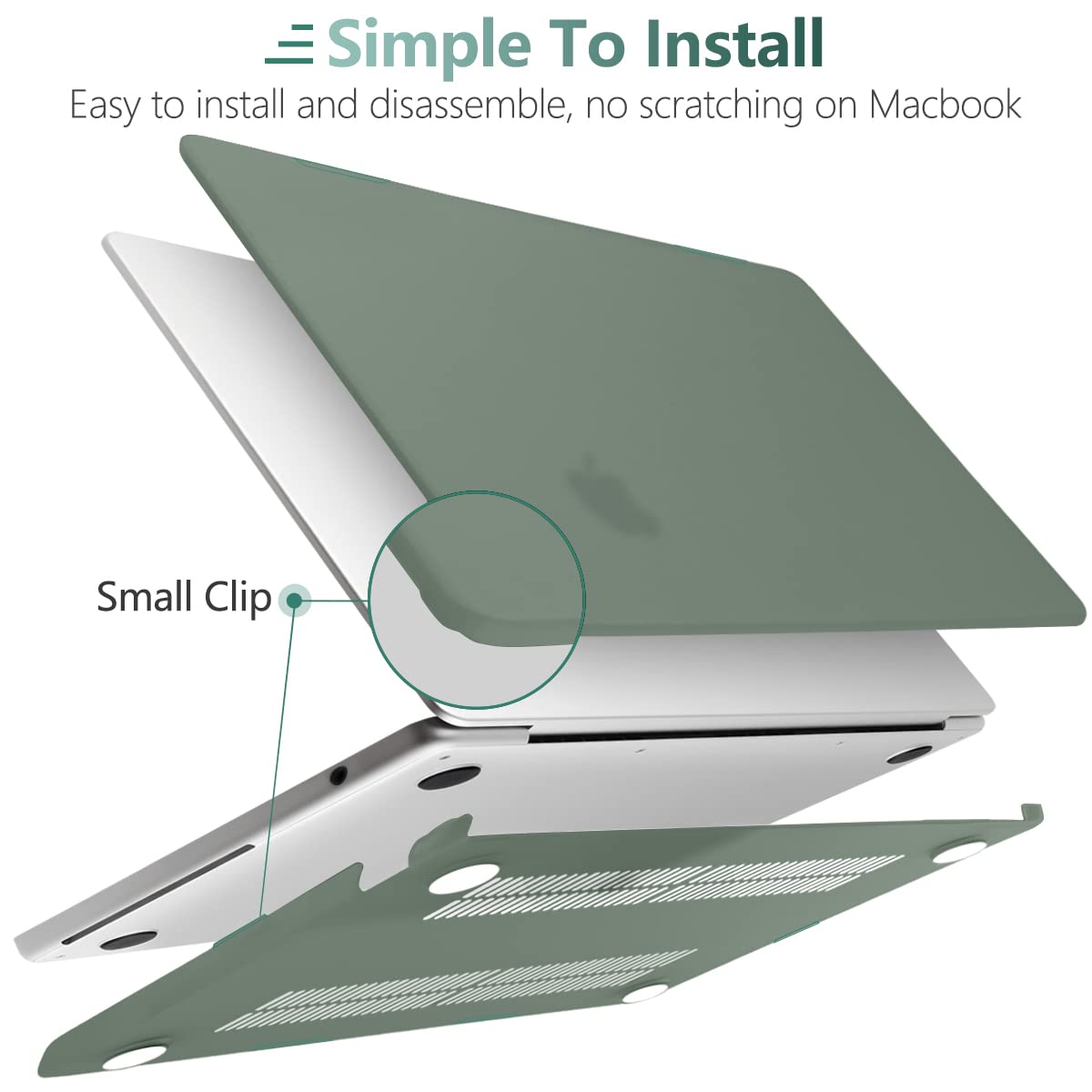 Cases & Skins: Suitable for  2023 2022 MacBook Air 13 inch case M2 Model A2681 Hard Shell Case Keyboard Cover Midnight Green