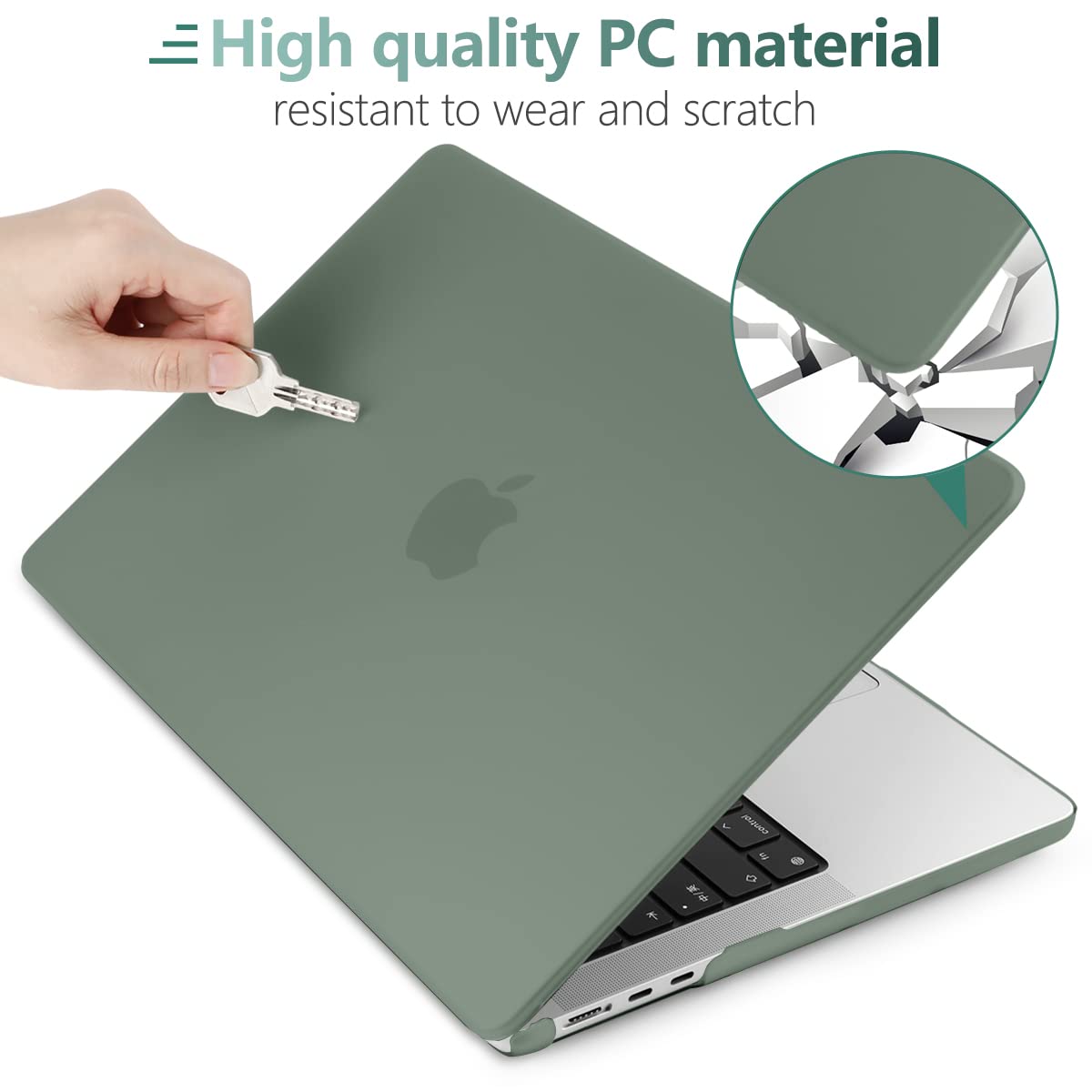 Cases & Skins: Suitable for  2023 2022 MacBook Air 13 inch case M2 Model A2681 Hard Shell Case Keyboard Cover Midnight Green