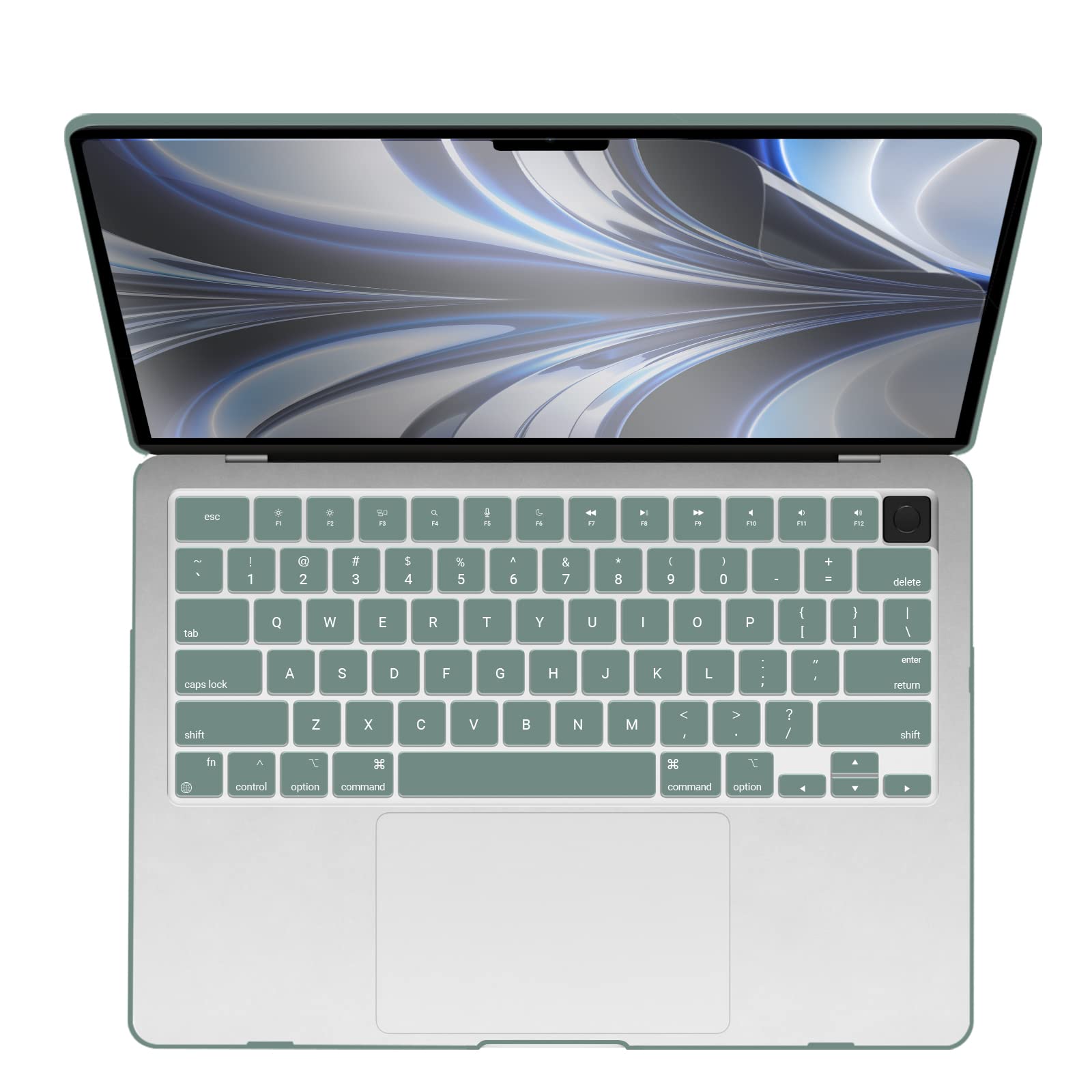 Cases & Skins: Suitable for  2023 2022 MacBook Air 13 inch case M2 Model A2681 Hard Shell Case Keyboard Cover Midnight Green