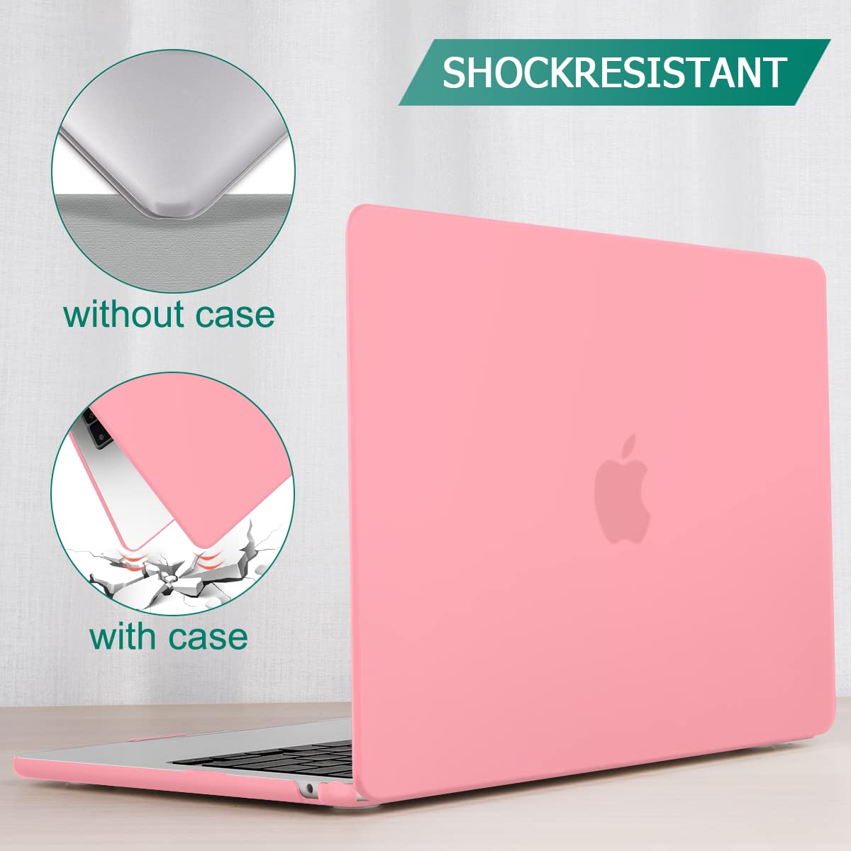 Cases & Skins: Suitable for  2023 2022 MacBook Air 13 inch case M2 Model A2681 Hard Shell Case Keyboard Cover Pink