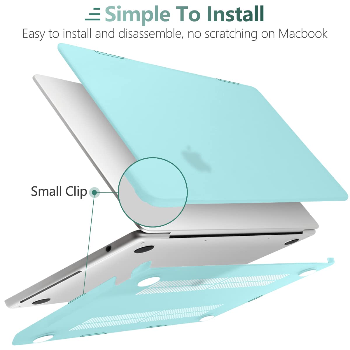 Cases & Skins: Suitable for  2023 2022 MacBook Air 13 inch case M2 Model A2681 Hard Shell Case Keyboard Cover Turquoise