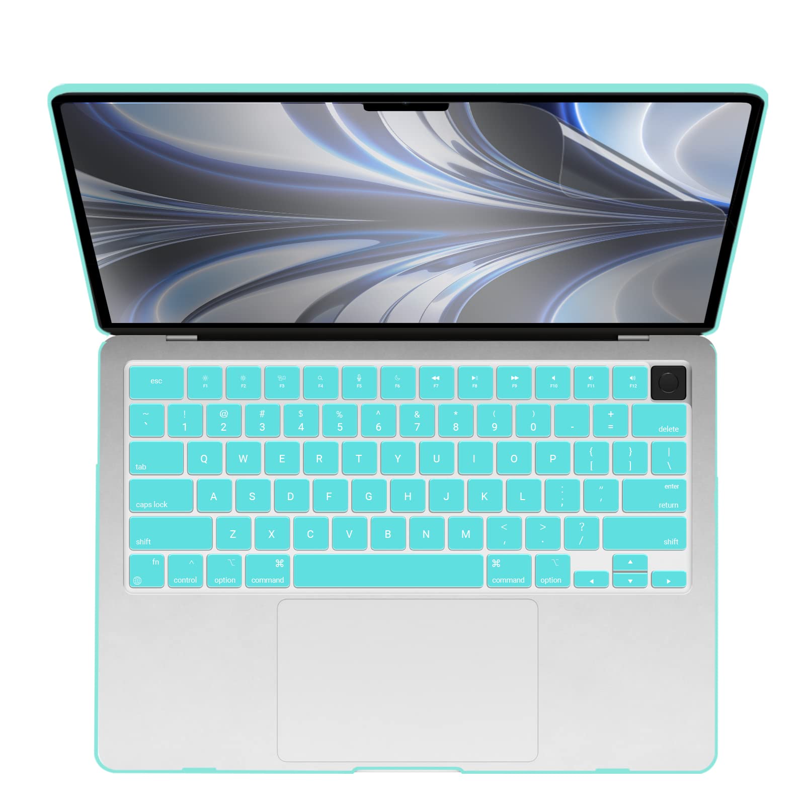 Cases & Skins: Suitable for  2023 2022 MacBook Air 13 inch case M2 Model A2681 Hard Shell Case Keyboard Cover Turquoise
