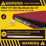 Cases & Skins: Suitable for  2023 2022 MacBook Air 13 inch case M2 Model A2681 Hard Shell Case Keyboard Cover Wine Red