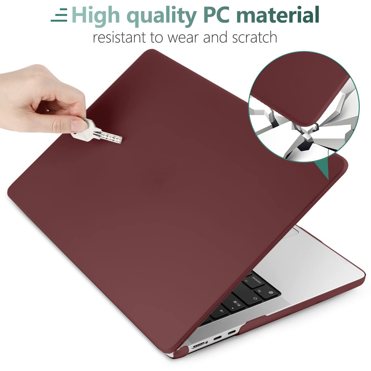 Cases & Skins: Suitable for  2023 2022 MacBook Air 13 inch case M2 Model A2681 Hard Shell Case Keyboard Cover Wine Red