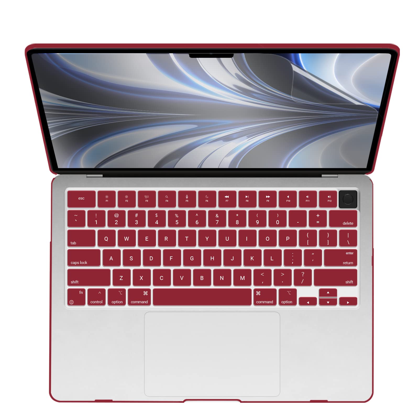 Cases & Skins: Suitable for  2023 2022 MacBook Air 13 inch case M2 Model A2681 Hard Shell Case Keyboard Cover Wine Red