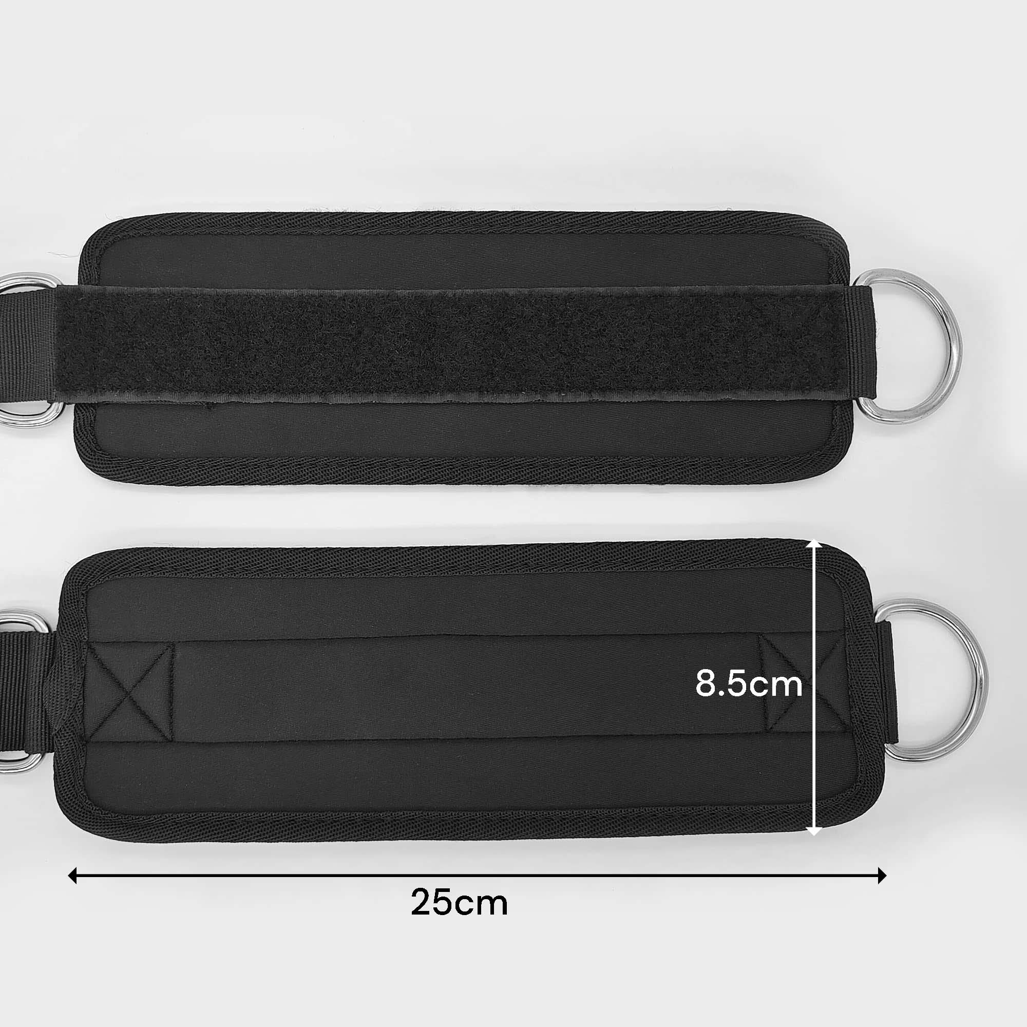 Gym Equipment & Accessories: 2x Adjustable Ankle Straps for Cable Machines D-Rings Gym Cuff Kickbacks Glute Workouts Leg Extensions Straps Hip Black