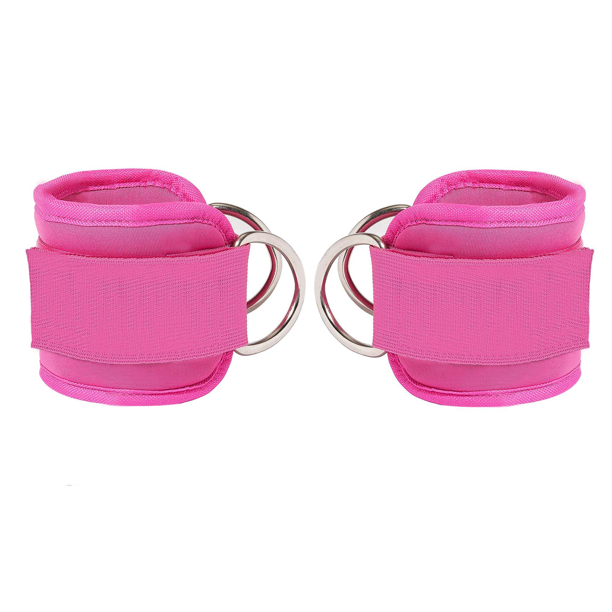 Gym Equipment & Accessories: 2x Adjustable Ankle Straps for Cable Machines D-Rings Gym Cuff Kickbacks Glute Workouts Leg Extensions Straps Hip Pink