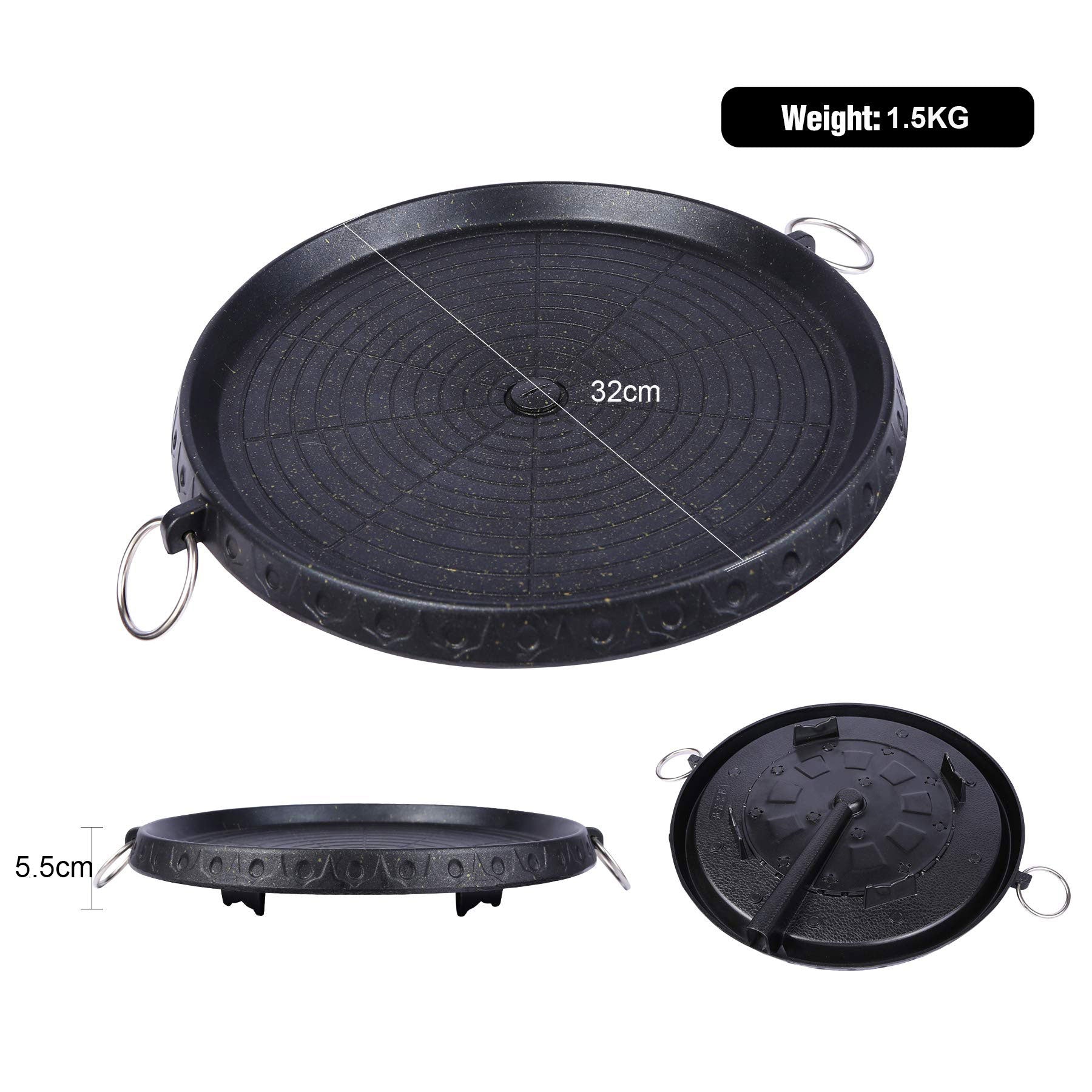 BBQ Tools: Korean BBQ Grill Pan Non-Stick Smokeless Stovetop BBQ Grill Plate Indoor Outdoor