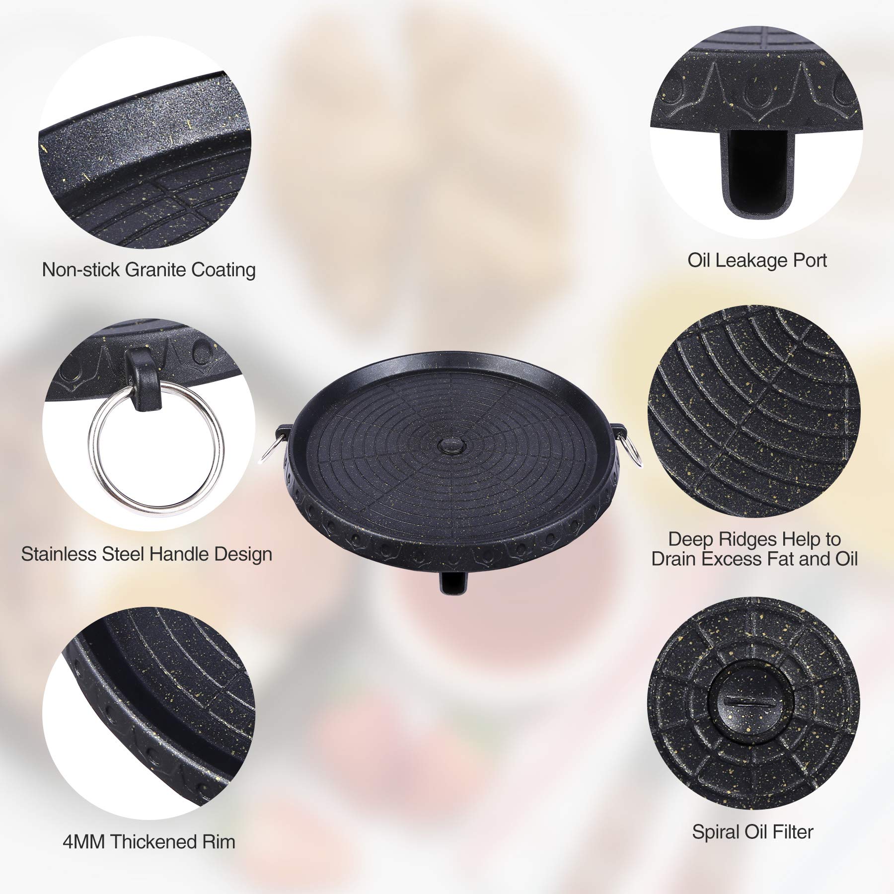 BBQ Tools: Korean BBQ Grill Pan Non-Stick Smokeless Stovetop BBQ Grill Plate Indoor Outdoor