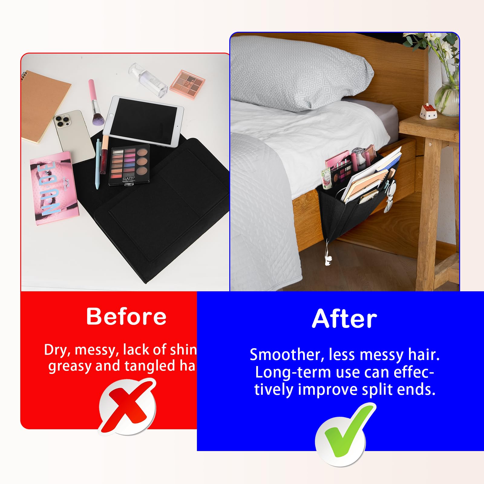 Bookcases & Shelves: Bed Organiser Bedside Caddy Sofa Organiserd Book Magazines Organiser Black