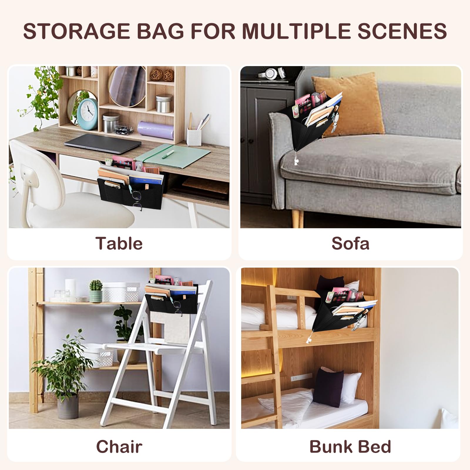 Bookcases & Shelves: Bed Organiser Bedside Caddy Sofa Organiserd Book Magazines Organiser Black