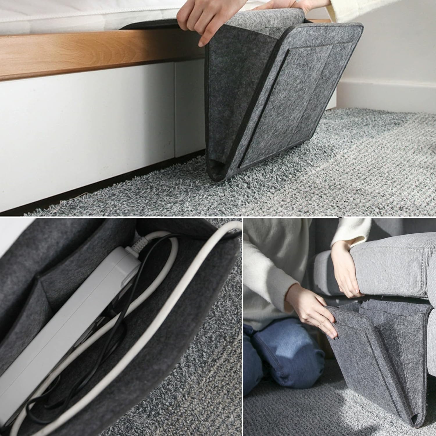 Bedside Tables: Bed Organiser Bed Caddy Sofa Organiser Bedside Organiser Book Magazines Organiser Dark Grey