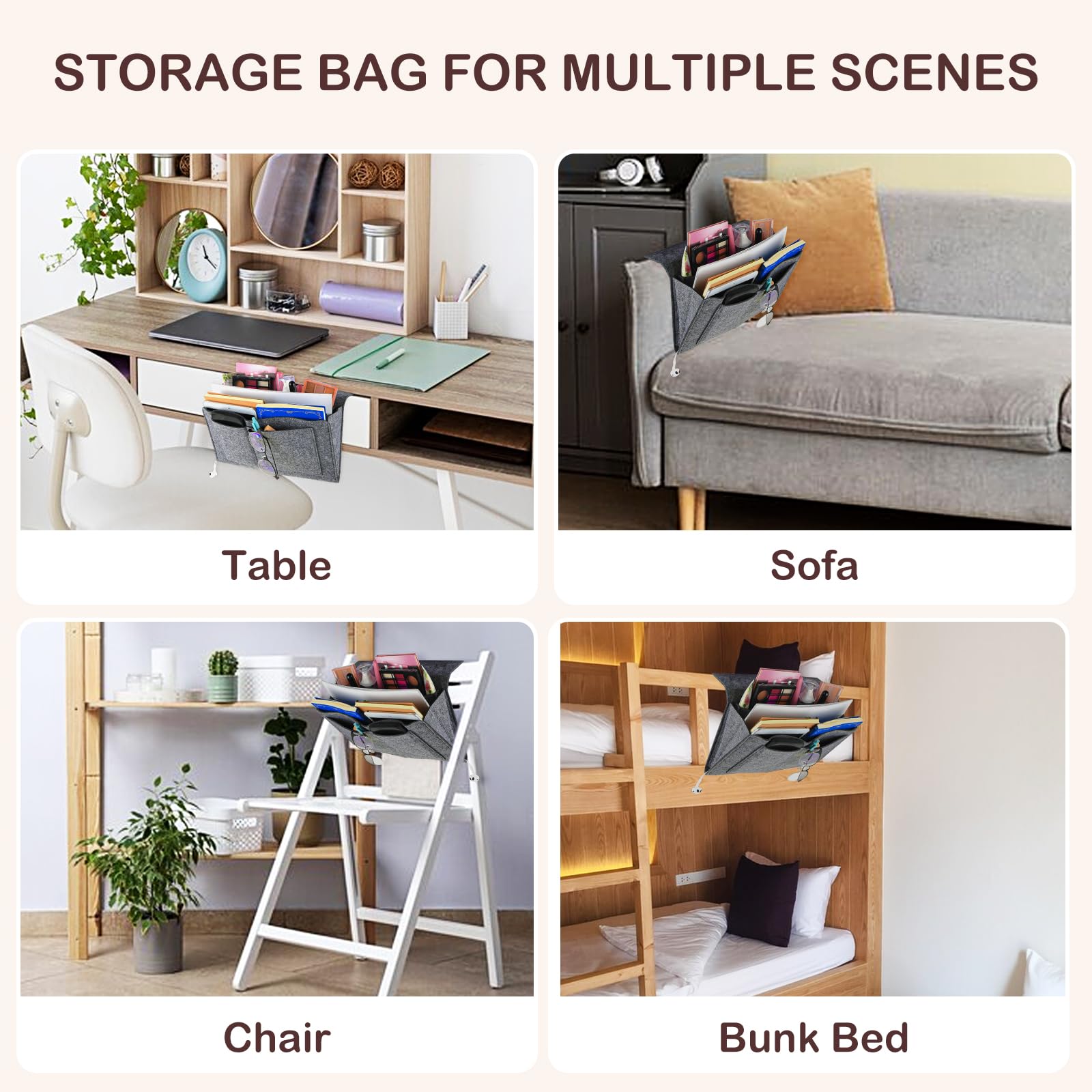 Bedside Tables: Bed Organiser Bed Caddy Sofa Organiser Bedside Organiser Book Magazines Organiser Grey