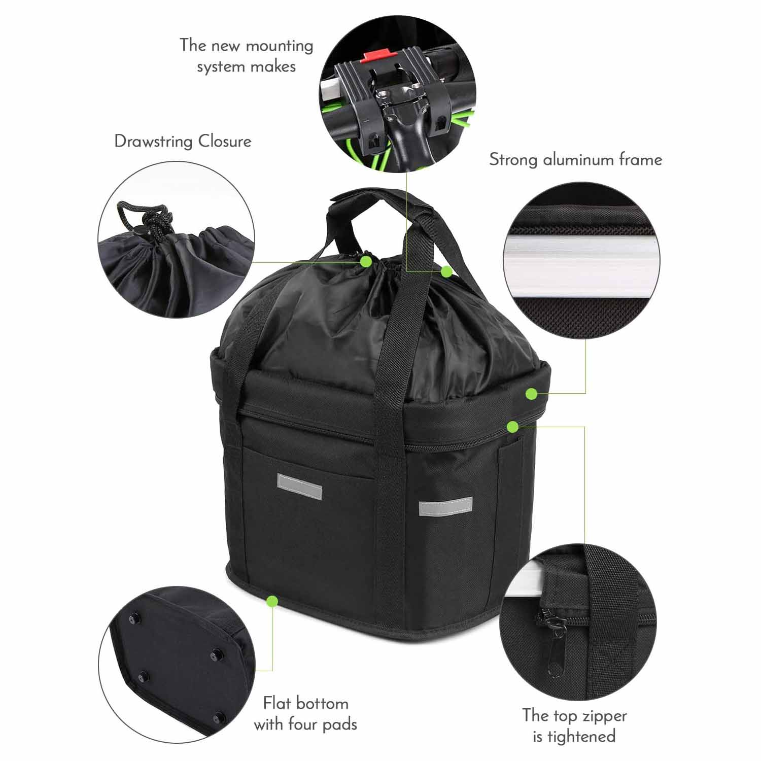 Cat Carriers & Crates: Bike Basket Folding Cat Dog Carrier Bicycle Handlebar Bag Quick Release Detachable Storage Basket