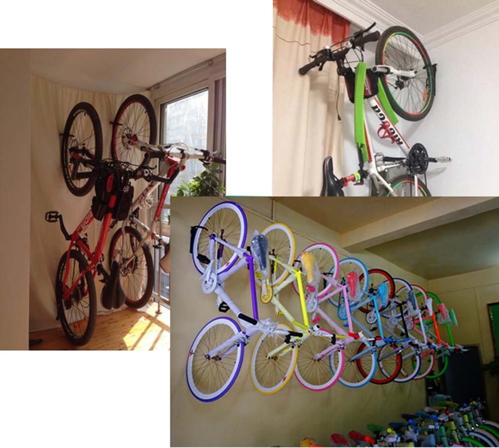 Clothing & Wardrobe Storage: 1x Bike Rack Garage Wall Mount Hanger Hooks Storage Bicycle Vertical for Indoor Shed with Screws