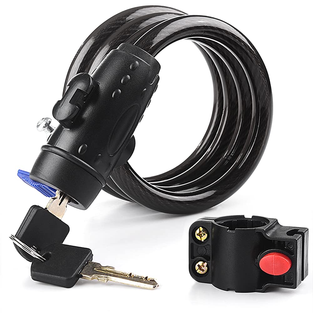 Bicycle Stands & Storage: 1.2m 2 Keys Bicycle Lock Bike Cable Locks Motorcycle Lock  Mounting Bracket Scooter Lock