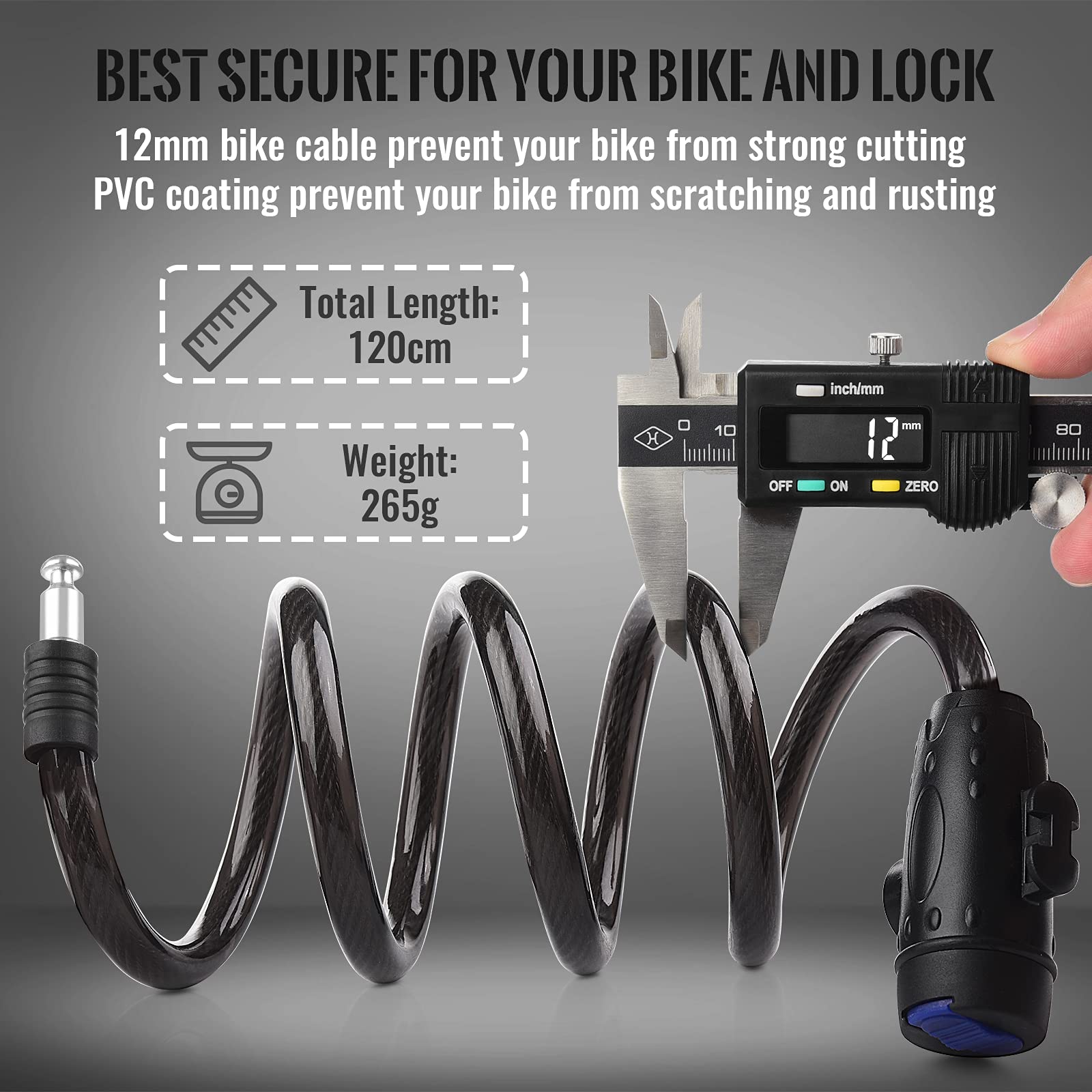Bicycle Stands & Storage: 1.2m 2 Keys Bicycle Lock Bike Cable Locks Motorcycle Lock  Mounting Bracket Scooter Lock