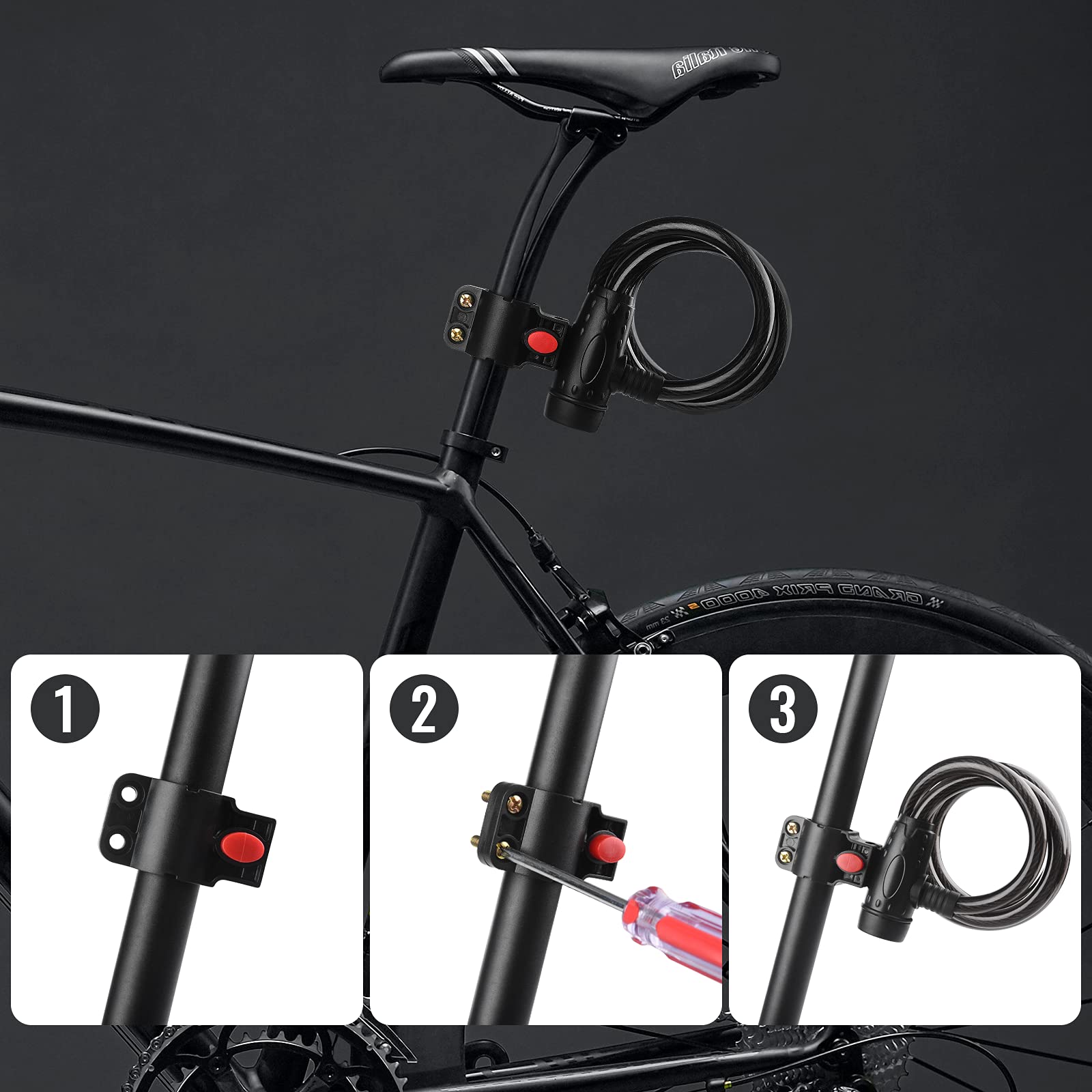 Bicycle Stands & Storage: 1.2m 2 Keys Bicycle Lock Bike Cable Locks Motorcycle Lock  Mounting Bracket Scooter Lock