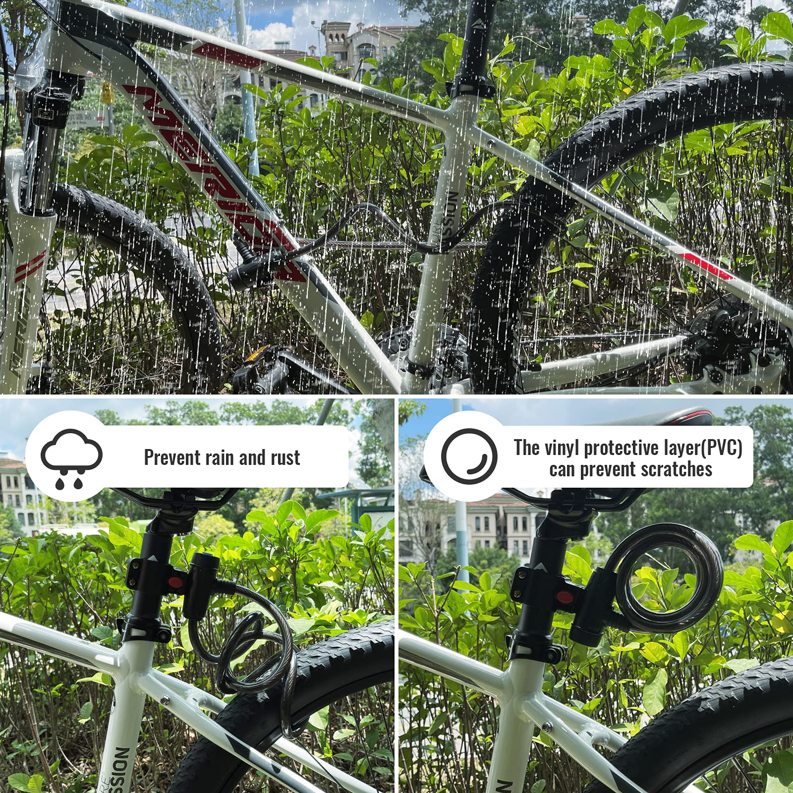 Bicycle Stands & Storage: 1.2m 2 Keys Bicycle Lock Bike Cable Locks Motorcycle Lock  Mounting Bracket Scooter Lock