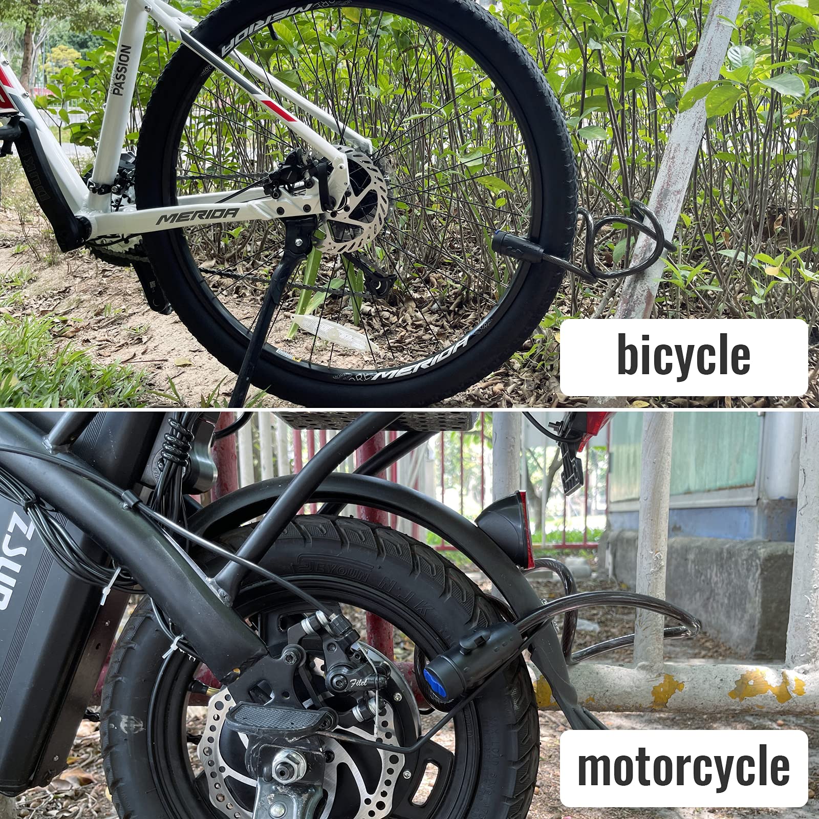 Bicycle Stands & Storage: 1.2m 2 Keys Bicycle Lock Bike Cable Locks Motorcycle Lock  Mounting Bracket Scooter Lock