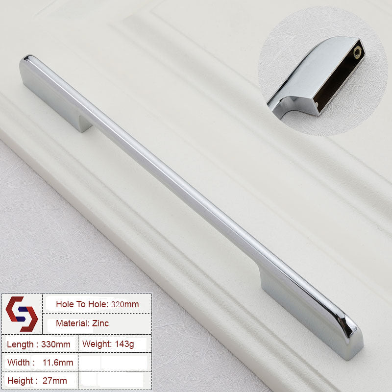 Kitchen & Bathroom DIY: Zinc Kitchen Cabinet Handles Drawer Bar Handle Pull silver color hole to hole size 320mm