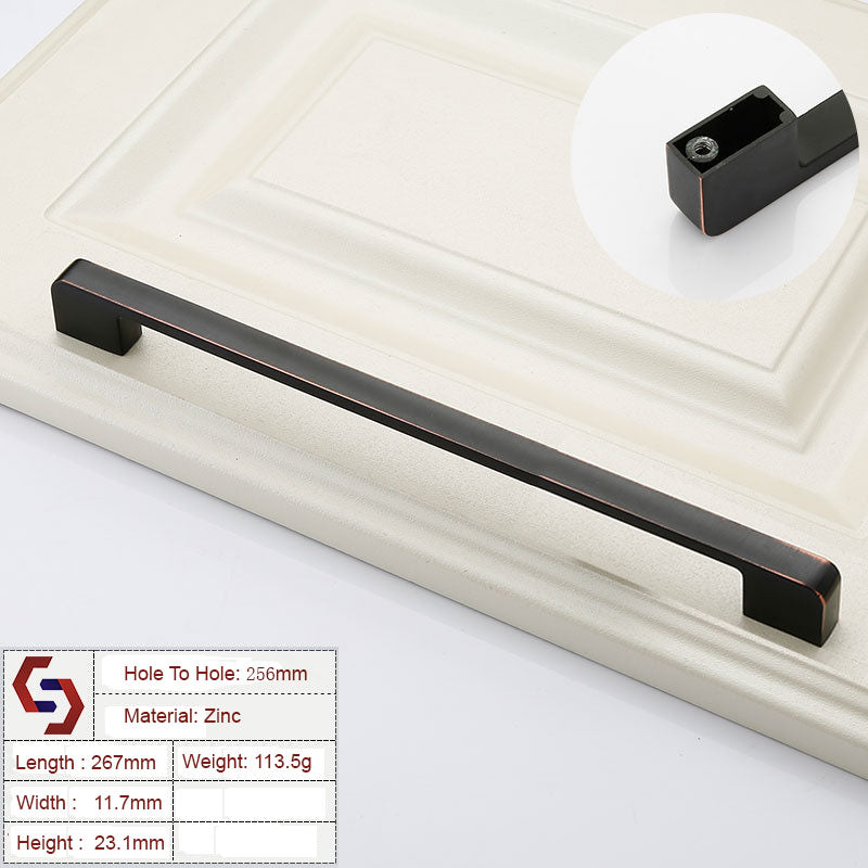 Kitchen & Bathroom DIY: Zinc Kitchen Cabinet Handles Drawer Bar Handle Pull black+copper color hole to hole size 256mm