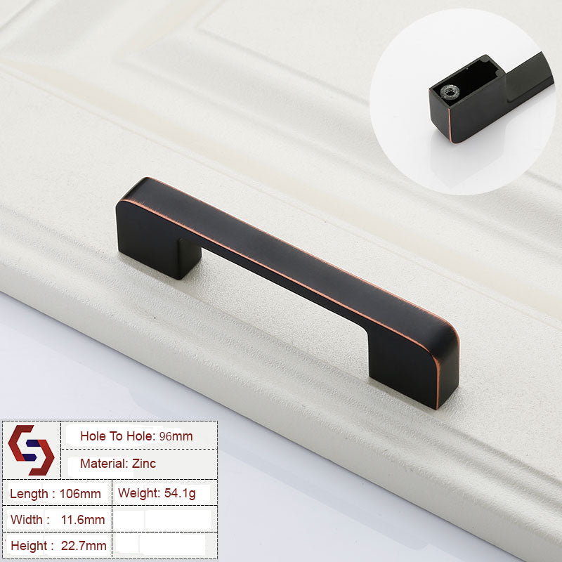 Kitchen & Bathroom DIY: Zinc Kitchen Cabinet Handles Drawer Bar Handle Pull black+copper color hole to hole size 96mm
