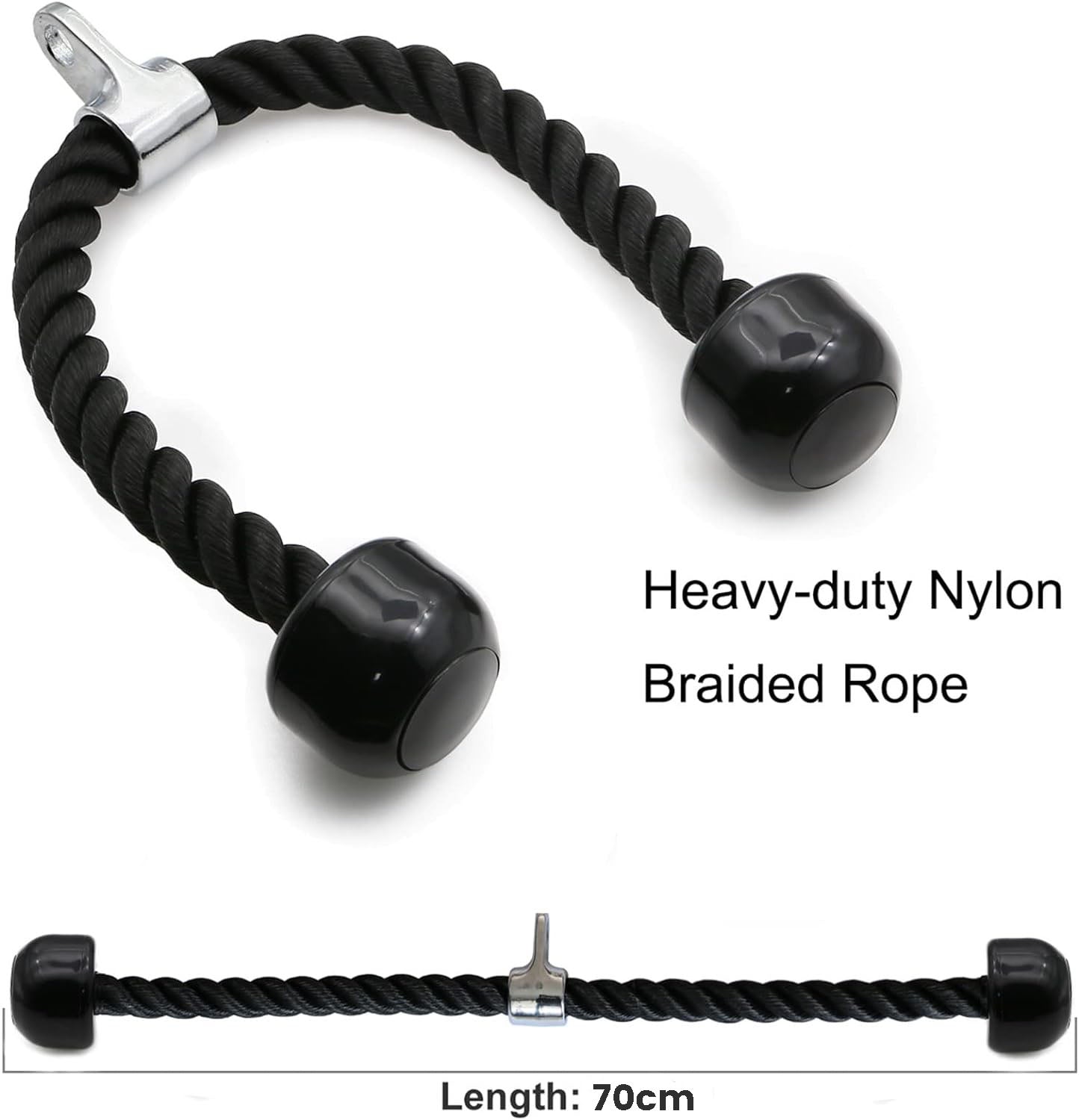 Gym Equipment & Accessories: Tricep Rope Fitness Gym Pulley Pull Down Rope Cable Machine Attachment Pull down Rope
