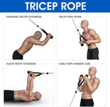 Gym Equipment & Accessories: Tricep Rope Fitness Gym Pulley Pull Down Rope Cable Machine Attachment Pull down Rope
